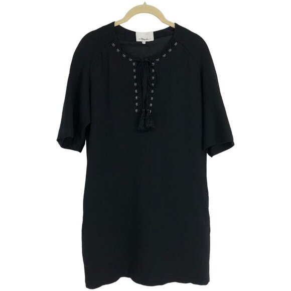 3.1 Phillip Lim black short sleeve kaftan style bohemian mini dress size 2 - Picture 2 of 15